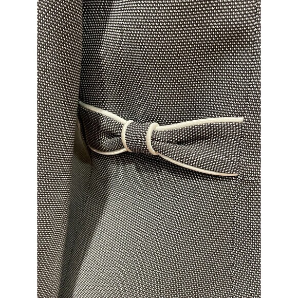 ~ Le Suit 2pc Skirt Suit 8p Black Print White Trim Work Notch Lapel Pencil Skirt - Picture 3 of 16